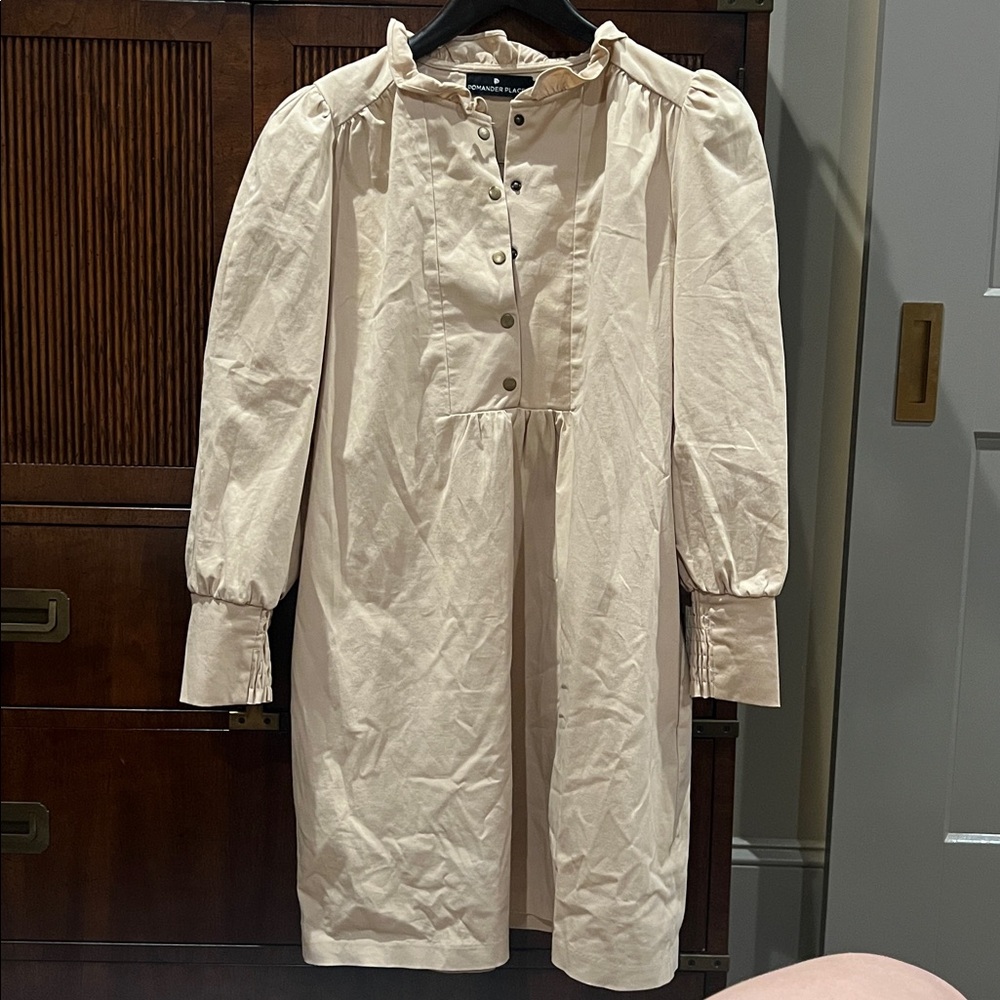 Pomander Place Beige Button-Up Dress